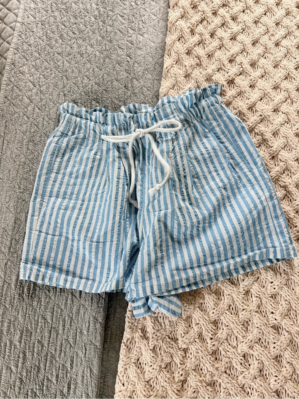 Wild Fable Light Blue Striped Drawstring Shorts